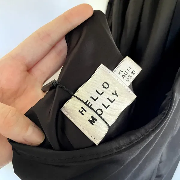 NWT Hello Molly slip dress halter neckline‎ women's size XL satin black mini - Image 6