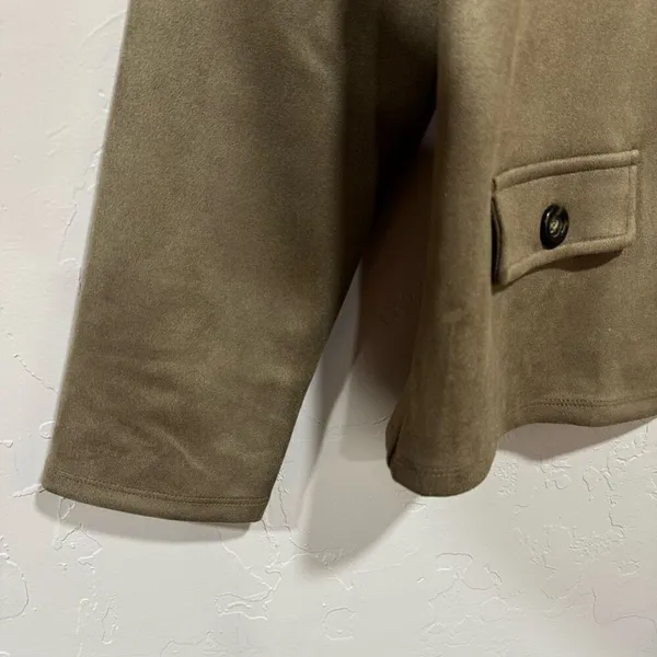 Faux Suede Button Trim Top Ann Taylor - Image 2