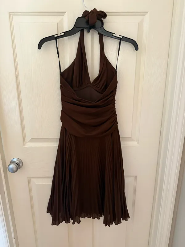 Brown Halter Dress Size M - Image 4