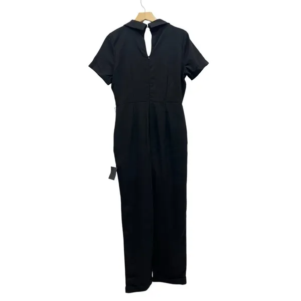 Lulus Sensible Sensation Black Tie-Front Short Sleeve Jumpsuit size Medium - Image 4