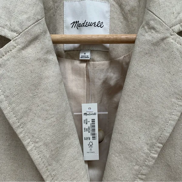 Madewell Cotton-Linen Beige Summer Blazer Jacket S - Image 7