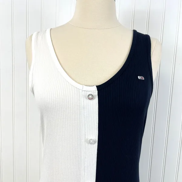 Tommy Jeans Tank Dress Womens Size Small‎ Ribbed Colorblock Preppy Coastal - Image 6
