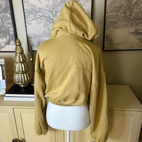 ALO Stadium Half Zip Hoodie in Mustard Yellow‎ Size Small - Image 4