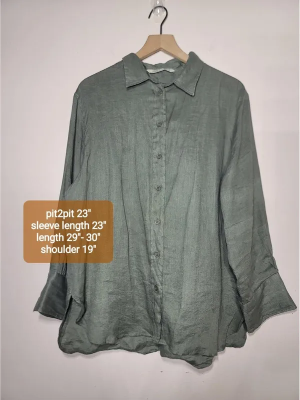Zara Linen Oversized Shirt Coastal Minimal Sz L Quiet Lux - Image 3