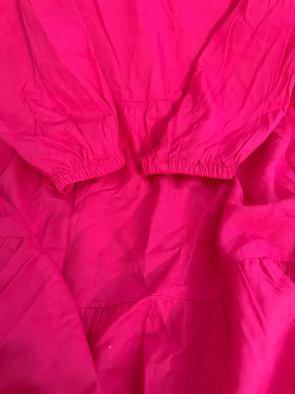 Caralynmirand The Drop Hot Pink Long Sleeve V-Neck Tiered Dress - Image 2