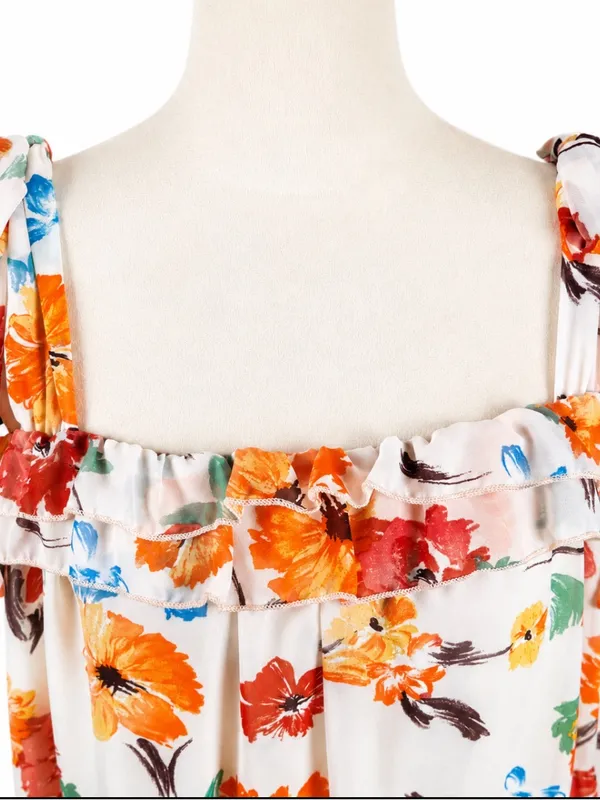 Hashttag Floral Tiered Tie-Strap Mini Dress Women’s Medium M - Image 2