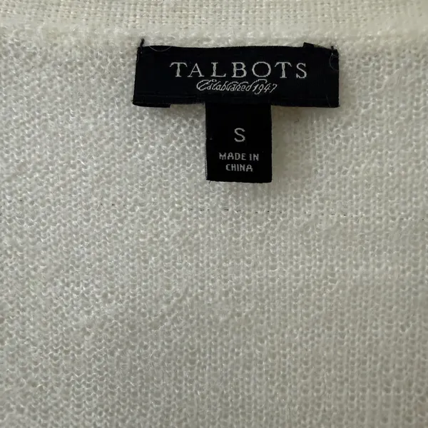 Talbots‎ Wool Mohair Lightweight Cardigan Sweater Sz S Ivory Old Money Classic - Image 3