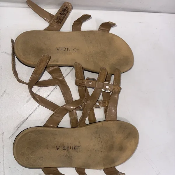 Vionic Gold Cork Metallic Orthotic Comfort Adjustable Sandals Size 10 Wide - Image 3