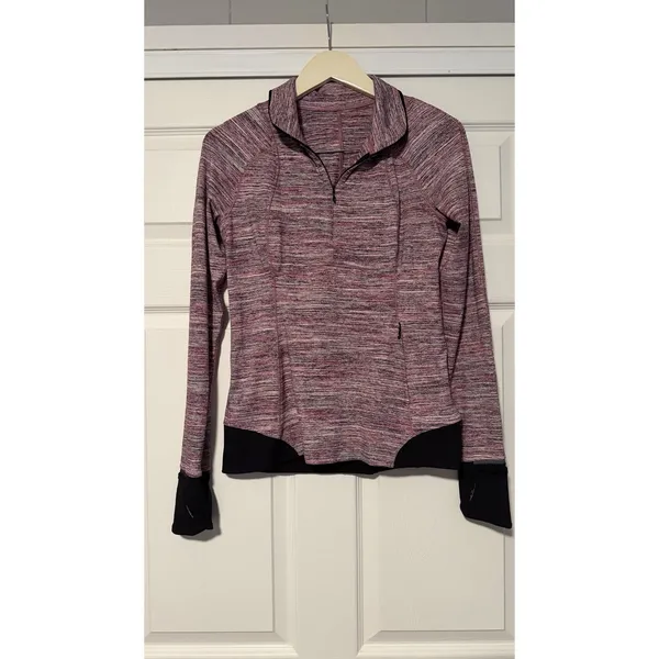 Lululemon Runderful 1/2 Zip Berry Rumble Striped Pullover Long‎ Sleeve Shirt - Image 2