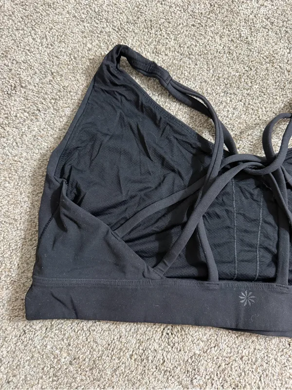 Athleta Strappy Sports Bra in Black Size 1X Athleisure Gym Workout Sporty READ - Image 6