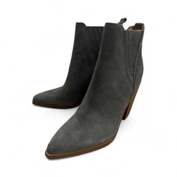 Marc Fisher Charcoal Gray Suede Ankle Booties - Image 2