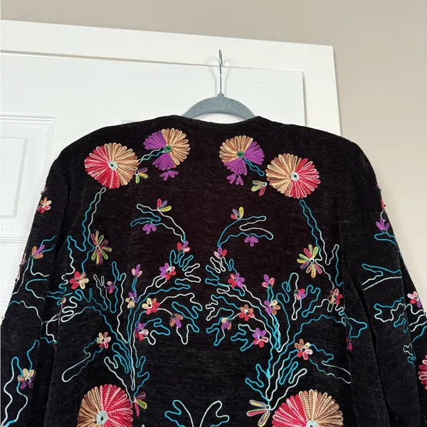 Julia Kim Floral Fully Embroidered Beautiful Blazer Jacket Vintage 90s - Image 11