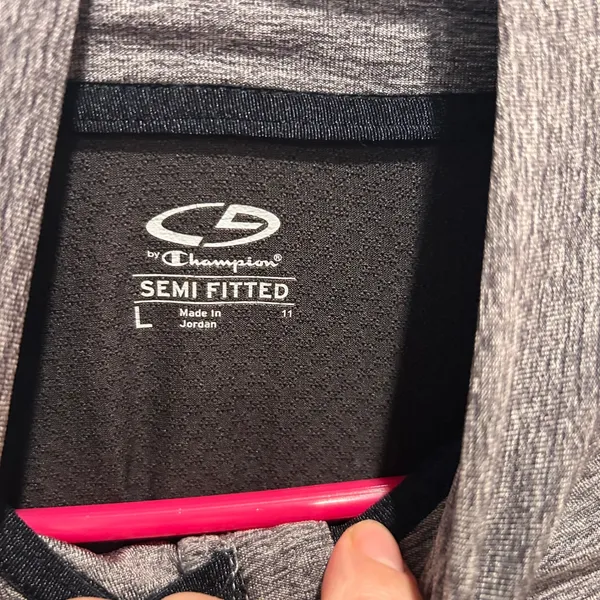 Champion Women's Gray Heather Ruched Mock Neck Quarter Zip Athletic Pullover‎ L - Image 7