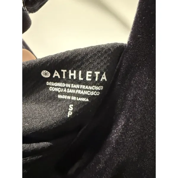 Women’s Athleta Elation V-Neck Velvet Crop Top Cup A-C In Black Size S Small - Image 3