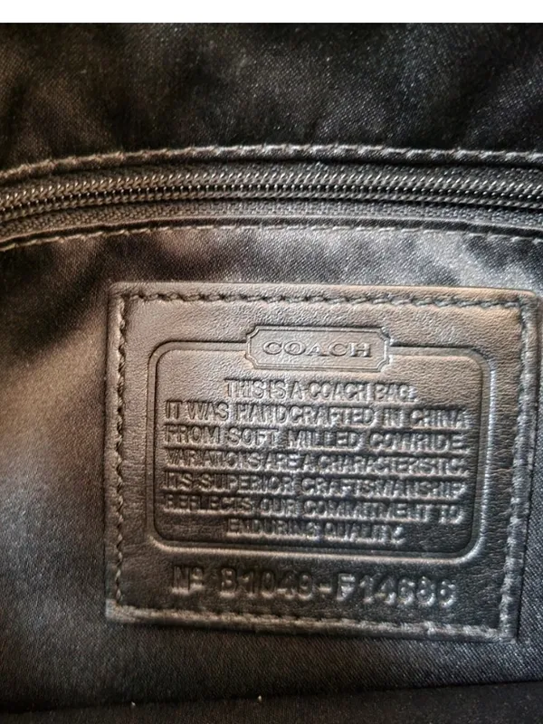 COACH Penelope Black Handbag Shoulder Bag Ruffle Pebbled Leather F14686 Everyday - Image 6