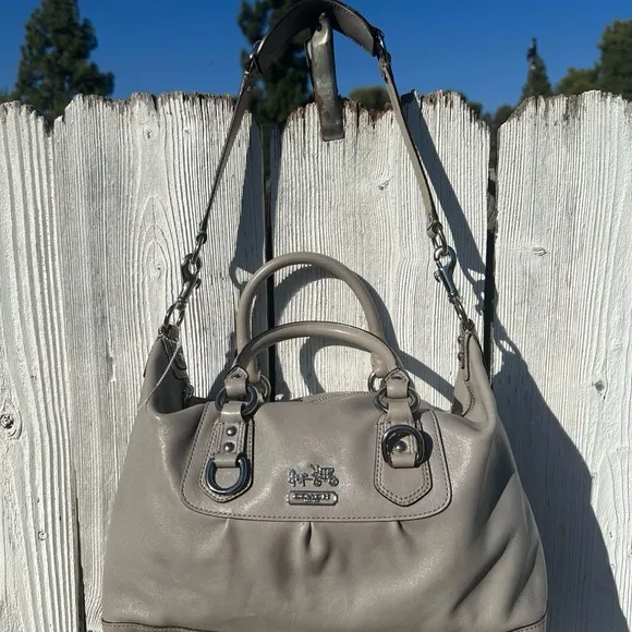 Coach Madison Sabrina 12937 Taupe Pebbled Leather Satchel Crossbody Bag - Image 2