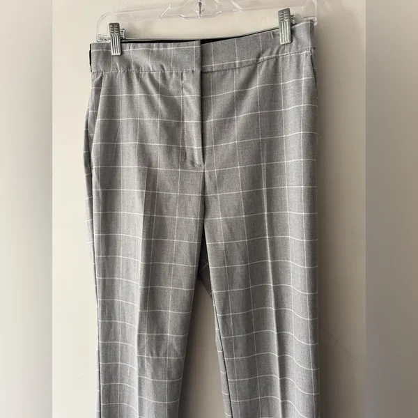 Zara‎ Basic Gray Checkered Plaid Pants Elastic Back Waist - Image 3