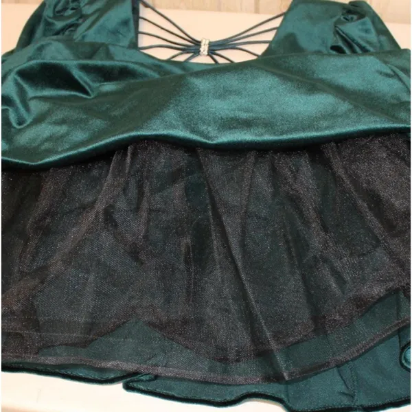 Vintage Velvet Puff Sleeve Party Dress Juniors Size 11 Holiday Deadstock 80s 90s - Image 8