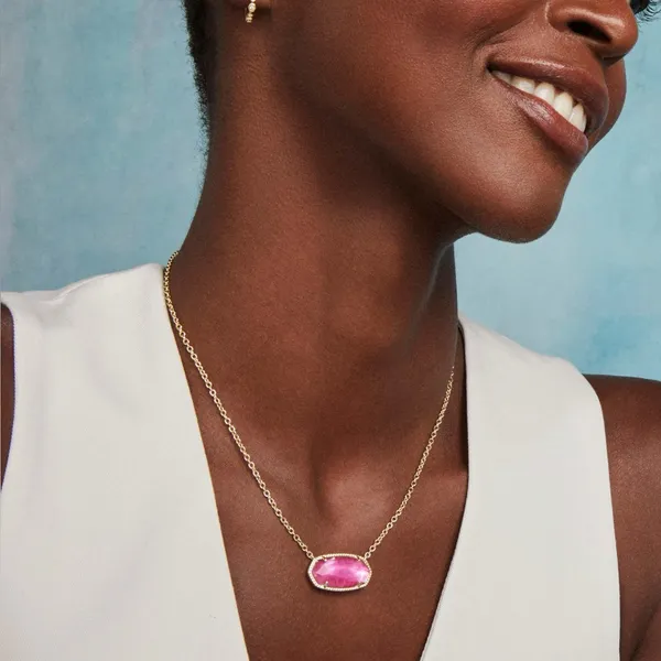 Kendra Scott Elisa Gold Statement Short Pendant Necklace Azalea Illusion - Image 5
