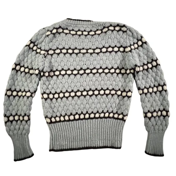 Western Connection‎ Sweater Womens Medium Blue Vintage 80s Popcorn Knit V-Neck - Image 2