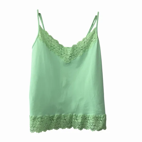 Banana Republic Lace Trim Cami Tank XL‎ Mint Green Stretch Lingerie Top - Image 8