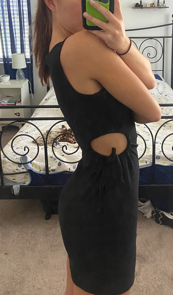Black Mini Cut Out Dress - Image 4