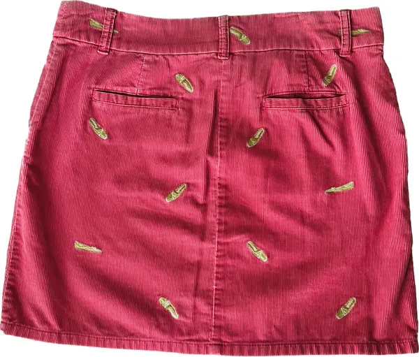NWT NEW J.Crew Pink Cotton Corduroy Mini Skirt Embroidered‎ Preppy Boat Shoes - Image 2