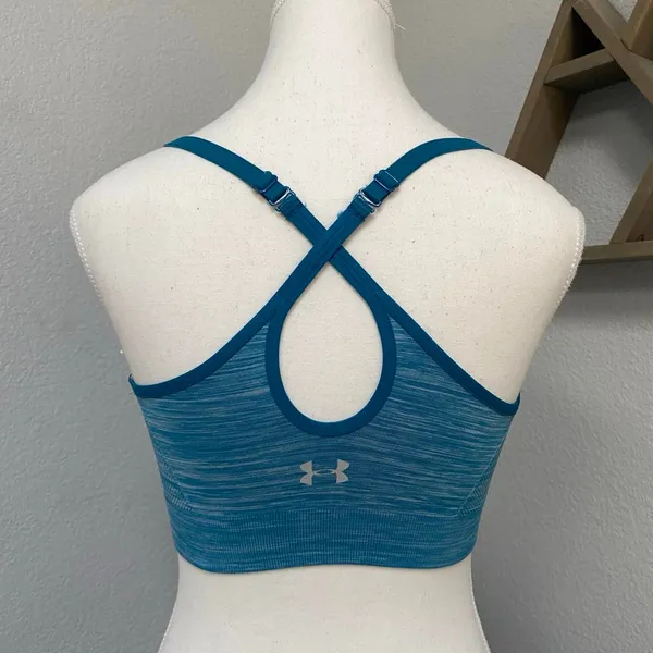 Under Armour Heather Teal Blue Sports Bra Activewear Gym Workout Casual - Image 4