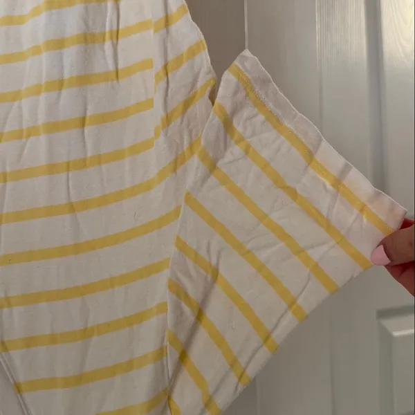 Old Navy Yellow and White Striped V-Neck Tee - Image 4