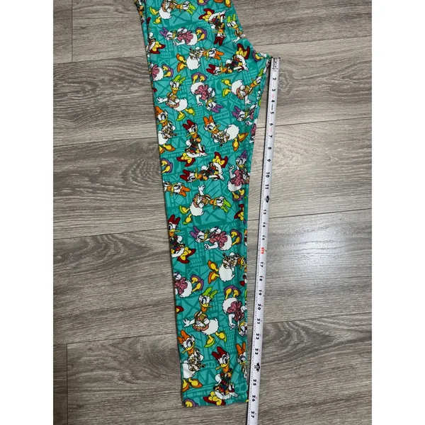 LuLaRoe Disney Daisy Duck Leggings M Teal Tall & Curvy‎ TC High Rise Stretch - Image 7