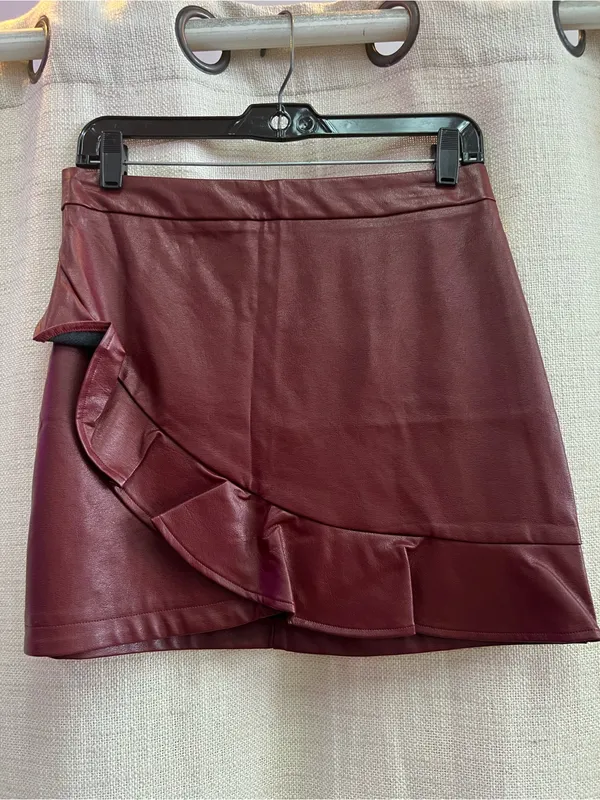 RUFFLE MINI SKIRT Red - Image 4