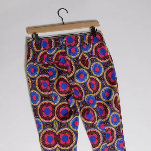 ANTHROPOLOGIE‎ The Slim Trousers Pants Retro Floral Cropped Bright Size 4 - Image 9