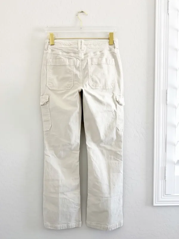 American Eagle AE Stretch Classic Bootcut Cargo Pants Cream Ivory Utility Gorp - Image 4