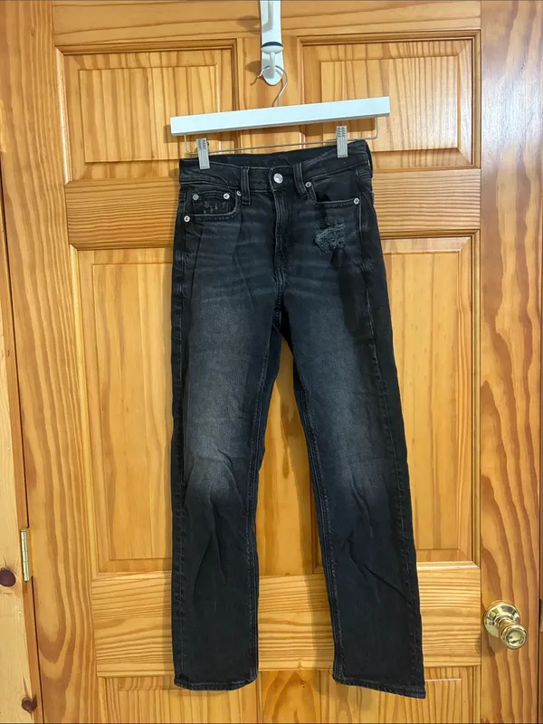 American Eagle Super High-Rise Ankle Straight Black Jeans Size 000 - Image 2