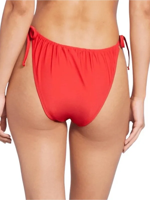 Wild Fable high‎ leg cheeky tie bikini bottoms red size medium - Image 2