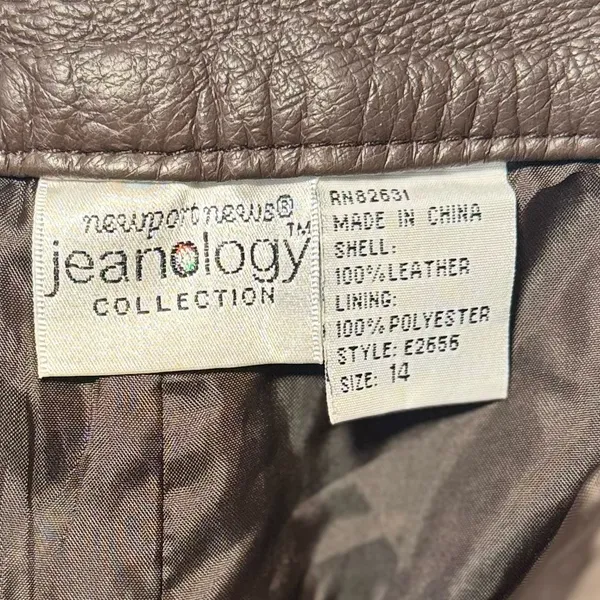 Newport News Jeanology brown leather pants size 14 - Image 5