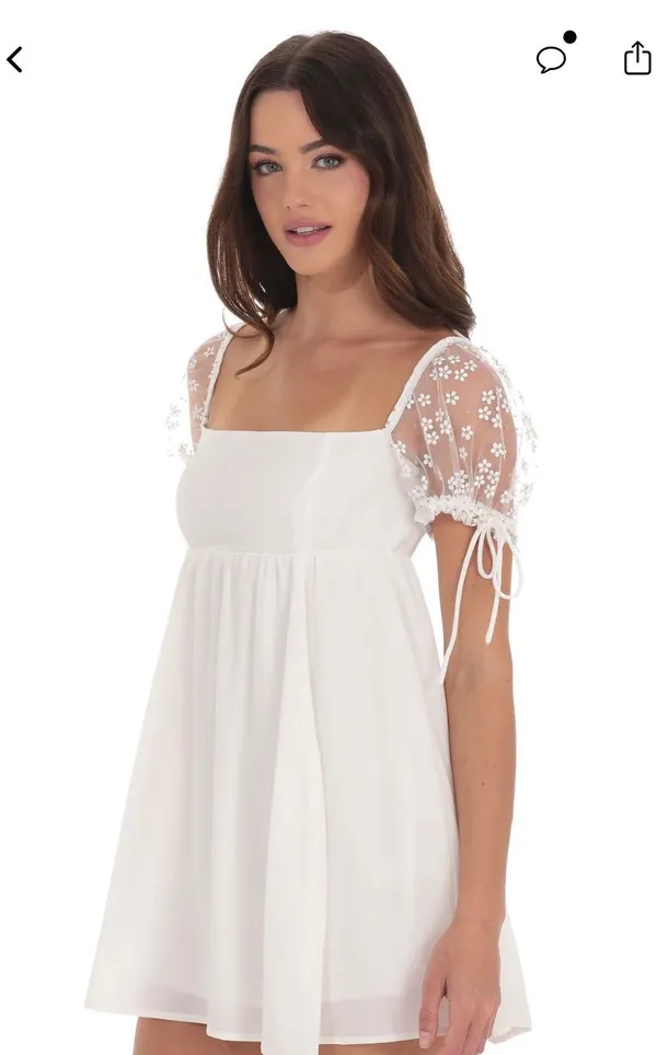 Lucy in the Sky Babydoll Dress White - Image 2