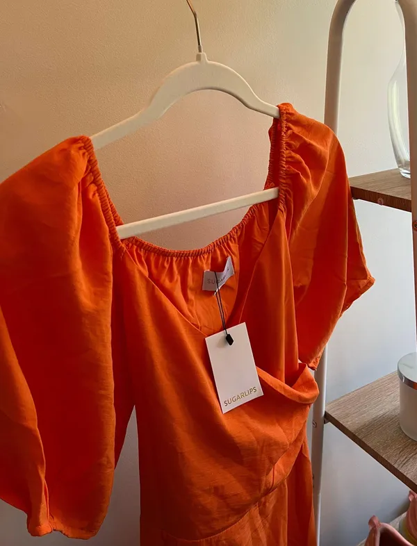 Sugar Lips Orange Tie Dress - Image 7