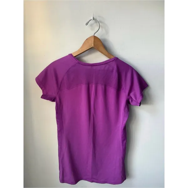 MTA Sport Purple Athletic T Shirt Mesh Workout Top Breathable Short Sleeve - Image 2