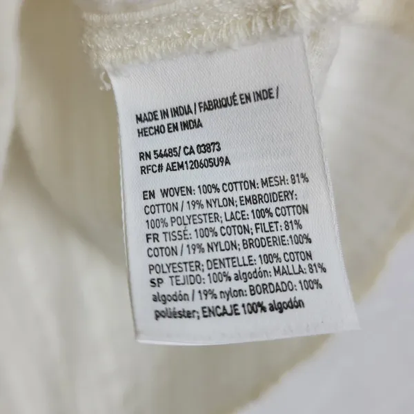 American Eagle Womens Blouse‎ Size Small White Embroidered Flowy Sexy Shoulder - Image 2