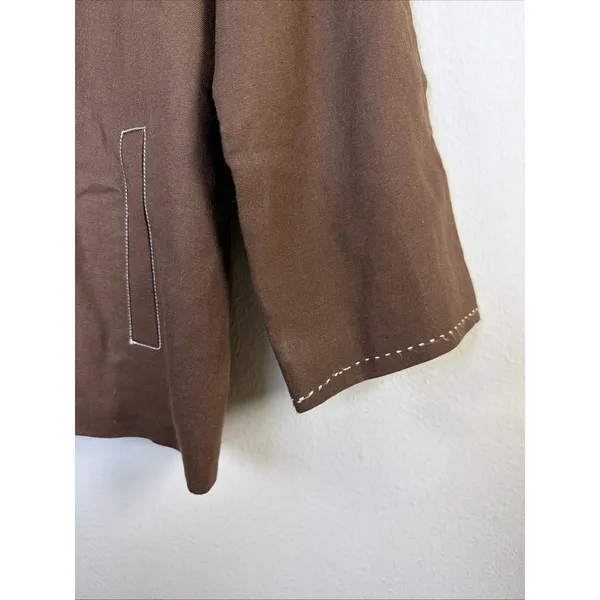Coldwater Creek Jacket Womens Medium Brown Linen Bld Lined Hook Closure western - Image 3