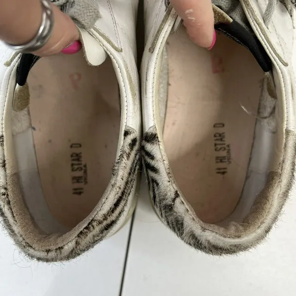 Golden Goose Size 41 Superstar Hi-Star Sneakers White Leather Zebra LTD 189/255 - Image 16