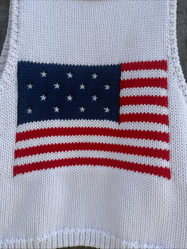 Show Me Your MuMu White Knit Tank with Red, White & Blue Flag Graphic Size Small - Image 6