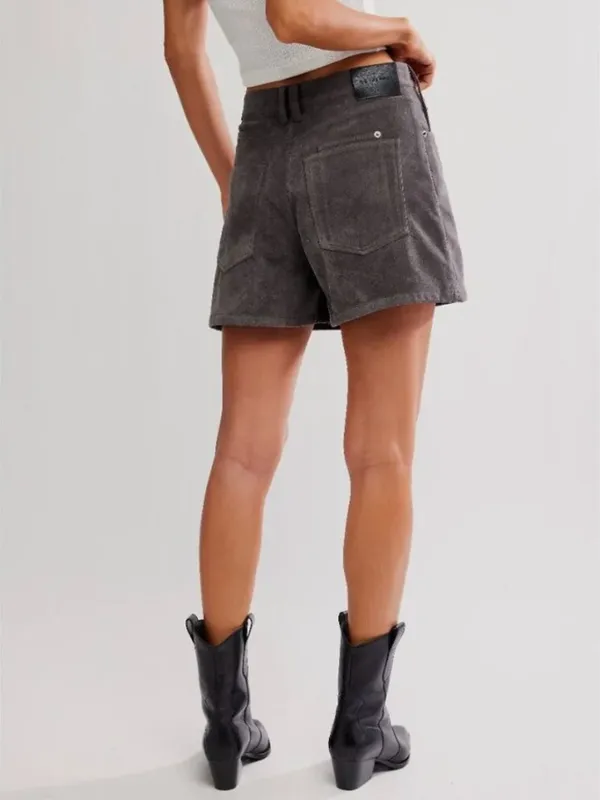 FREE PEOPLE NWT We The Free Tippie Vegan Suede Shorts / Dark Grey - Image 4