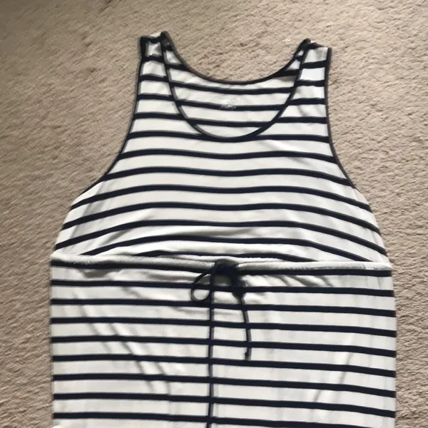 Striped‎ stretch tie waist midi dress - Image 2