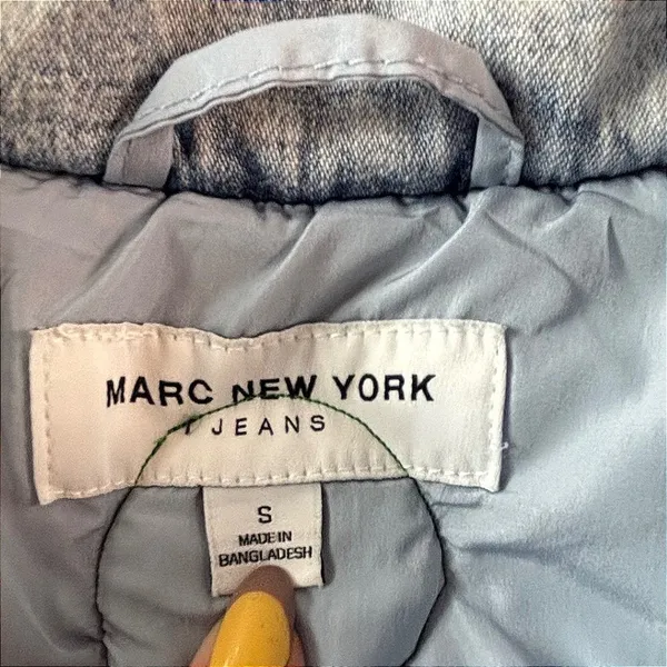 Marc New York Jeans Acid Wash Denim Puffer Vest Hawaiian Aloha Graphic‎ Small - Image 3