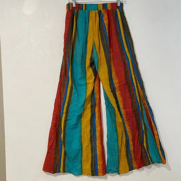 Cider Medium Multicolor Striped Wide Leg Pants Boho Festival Palazzo - Image 2
