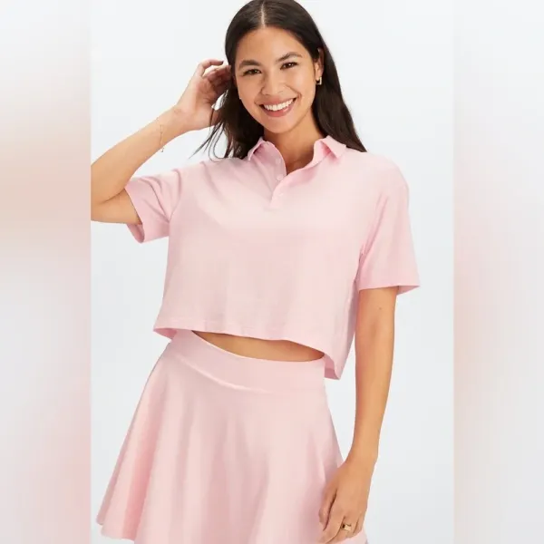 FABLETICS Boxy Short-Sleeve Polo Orchid‎ Pink Large NWOT - Image 3