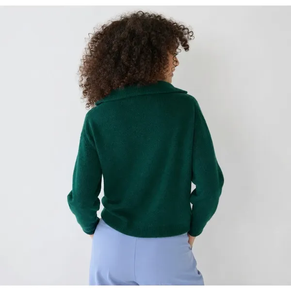 J. CREW Relaxed Half Zip Stretch Sweater Merino Wool Alpaca Dark Spruce Green M‎ - Image 6