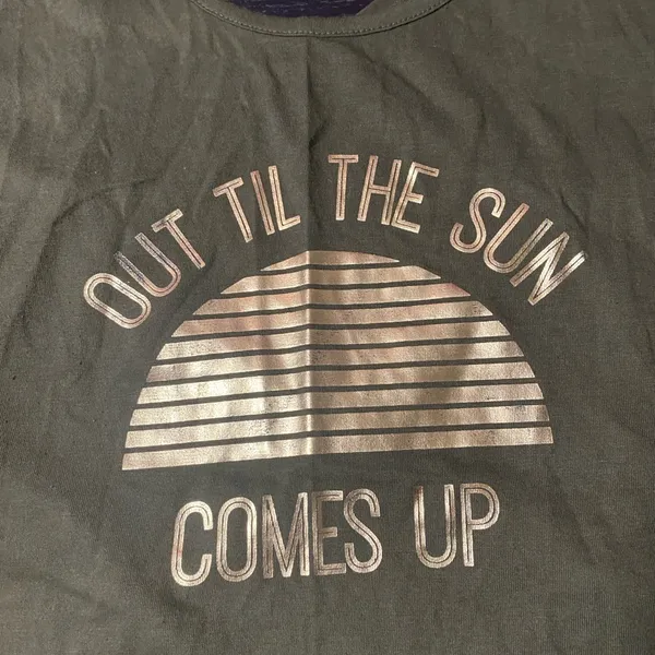 OP Olive Tank Top with Gold Sun Graphic - Image 2